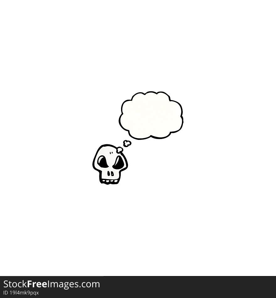 spooky skull with thought bubble cartoon