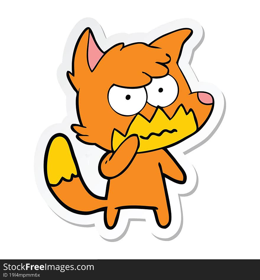 sticker of a cartoon annoyed fox