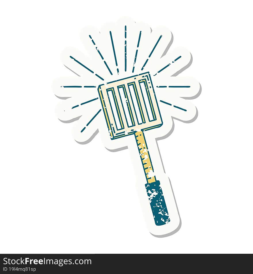 grunge sticker of tattoo style kitchen spatula