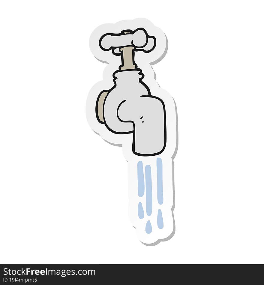 sticker of a cartoon running faucet