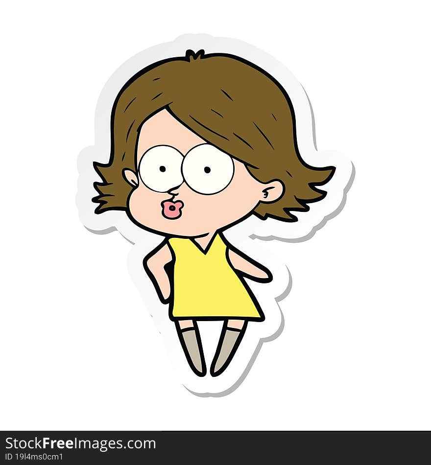 sticker of a cartoon girl pouting