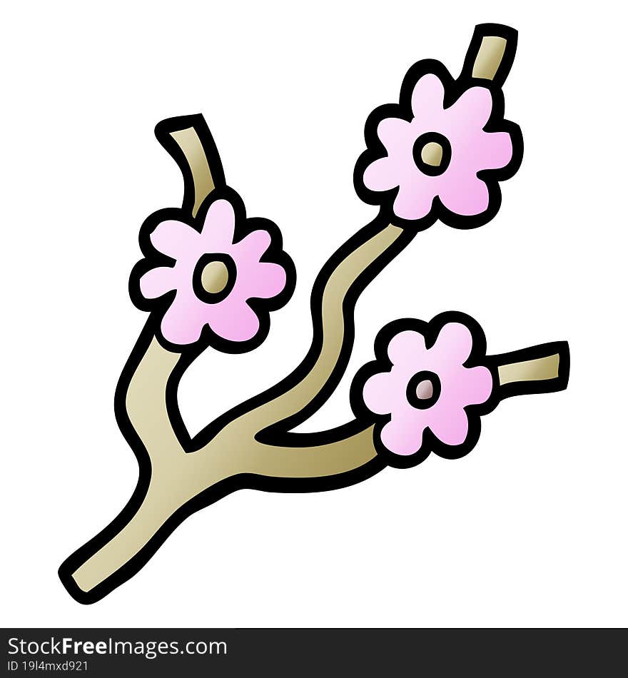 vector gradient illustration cartoon branches with flowers