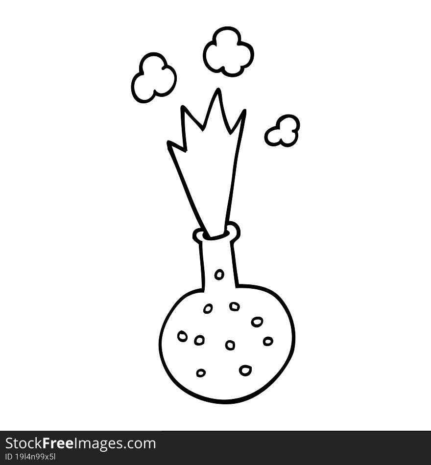 line drawing cartoon of a explosive chemical