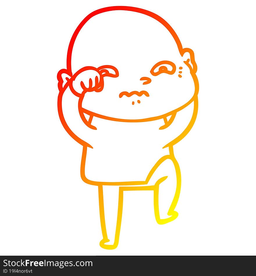 warm gradient line drawing cartoon nervous man