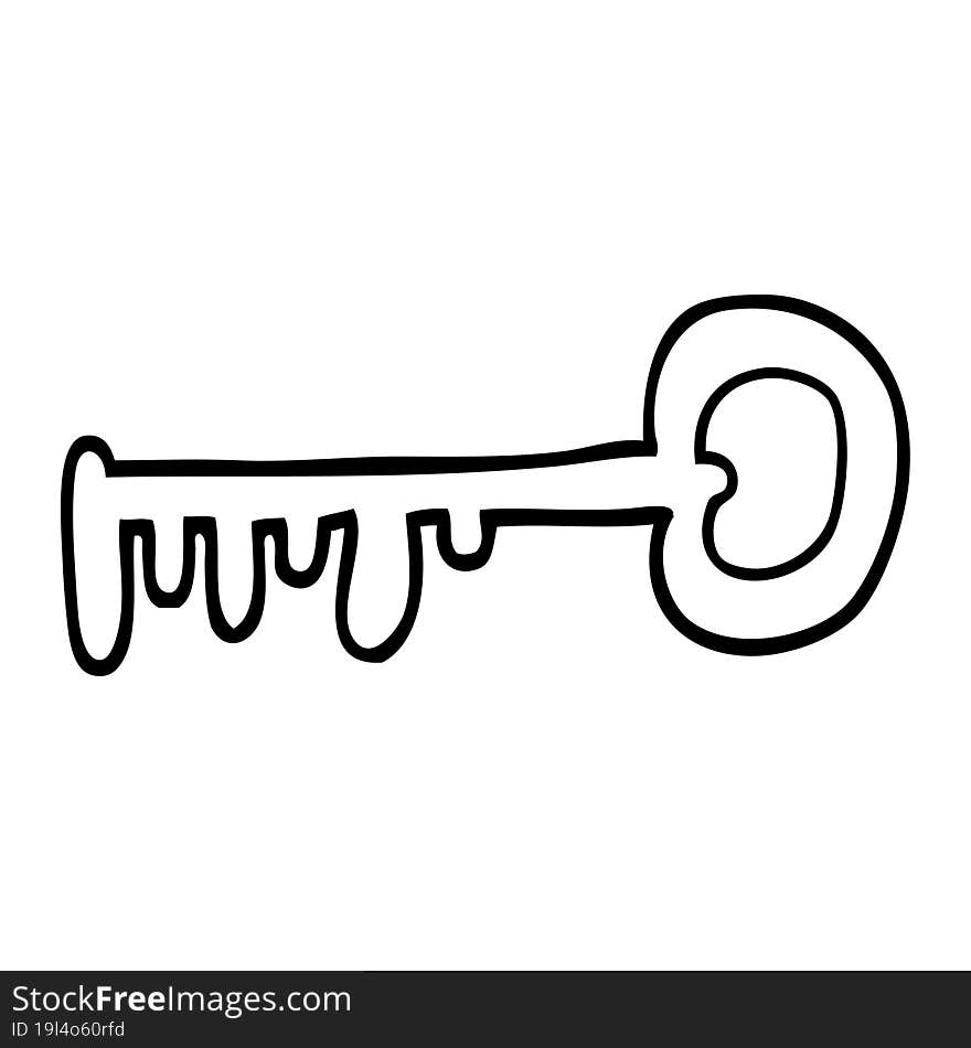 line drawing cartoon metal key