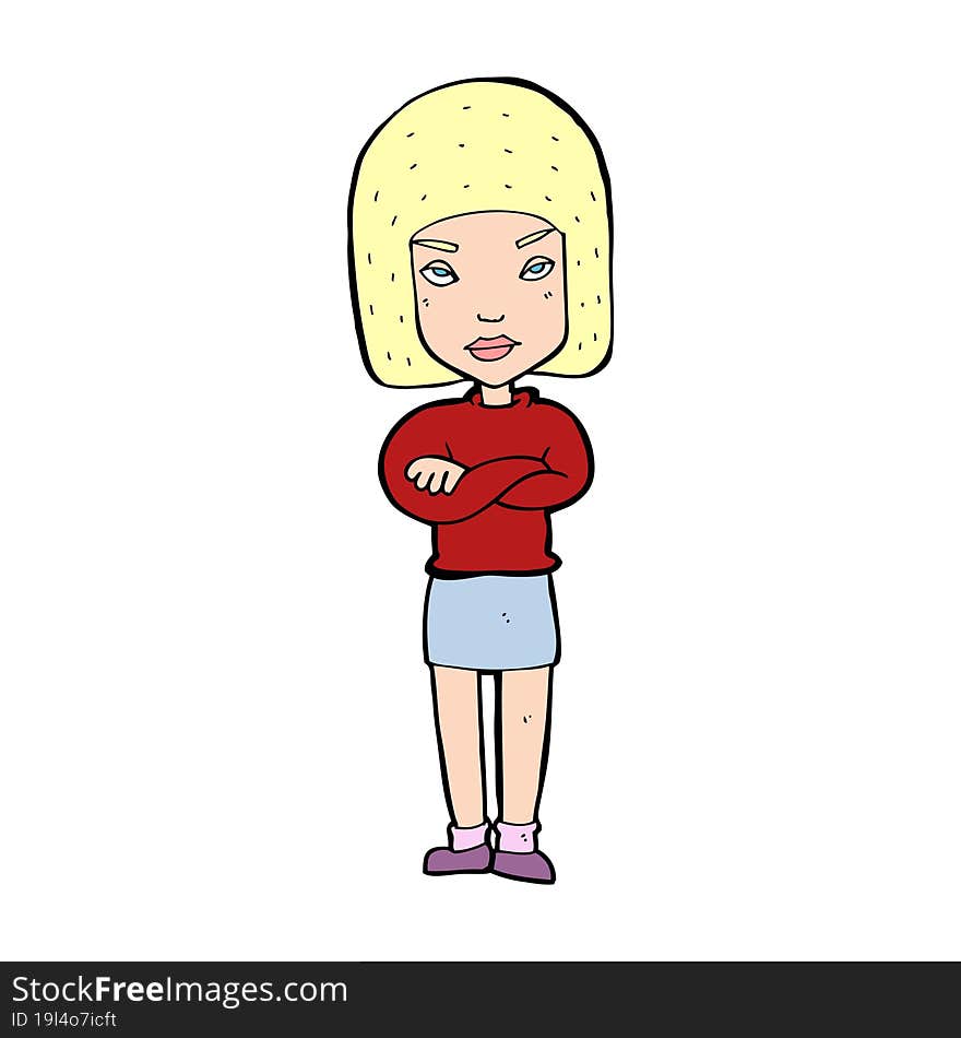 cartoon woman with crossed arms