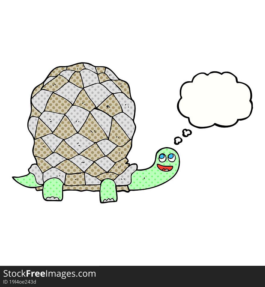 freehand drawn thought bubble cartoon tortoise