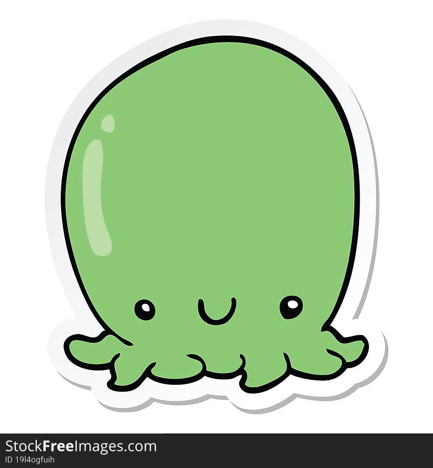 Sticker Of A Cute Cartoon Octopus