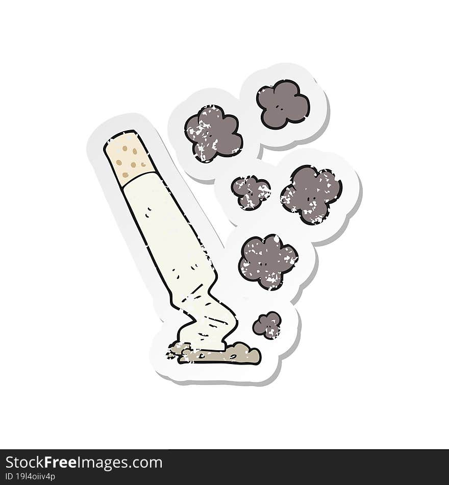 Retro Distressed Sticker Of A Cartoon Cigarette