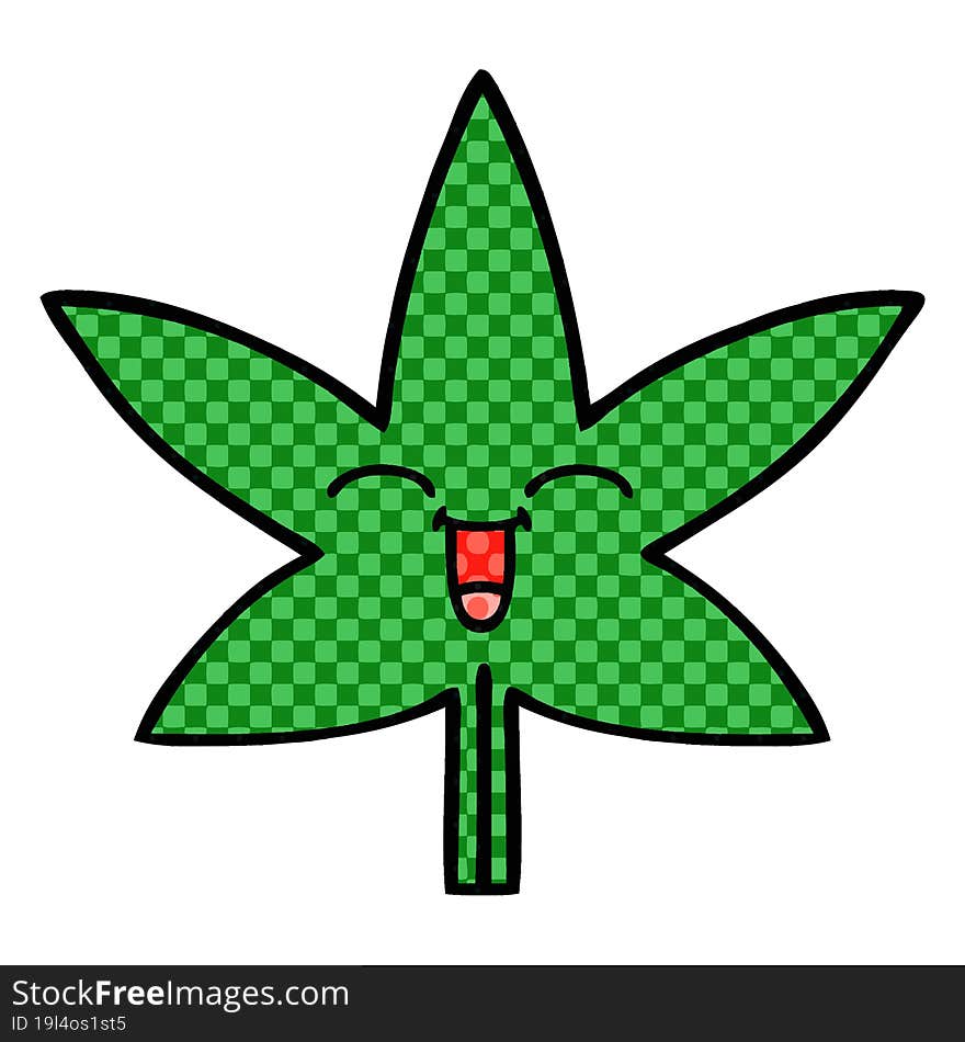 comic book style cartoon marijuana leaf