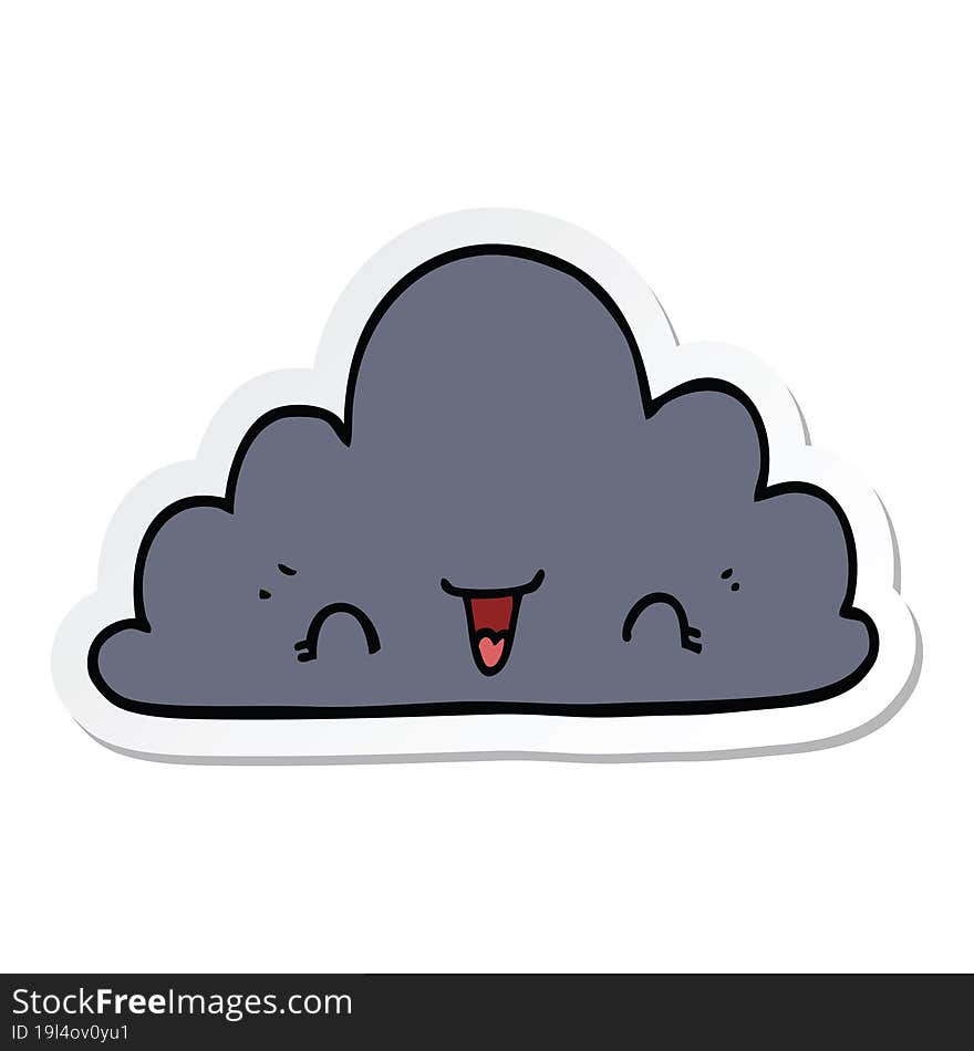 sticker of a cute cartoon cloud