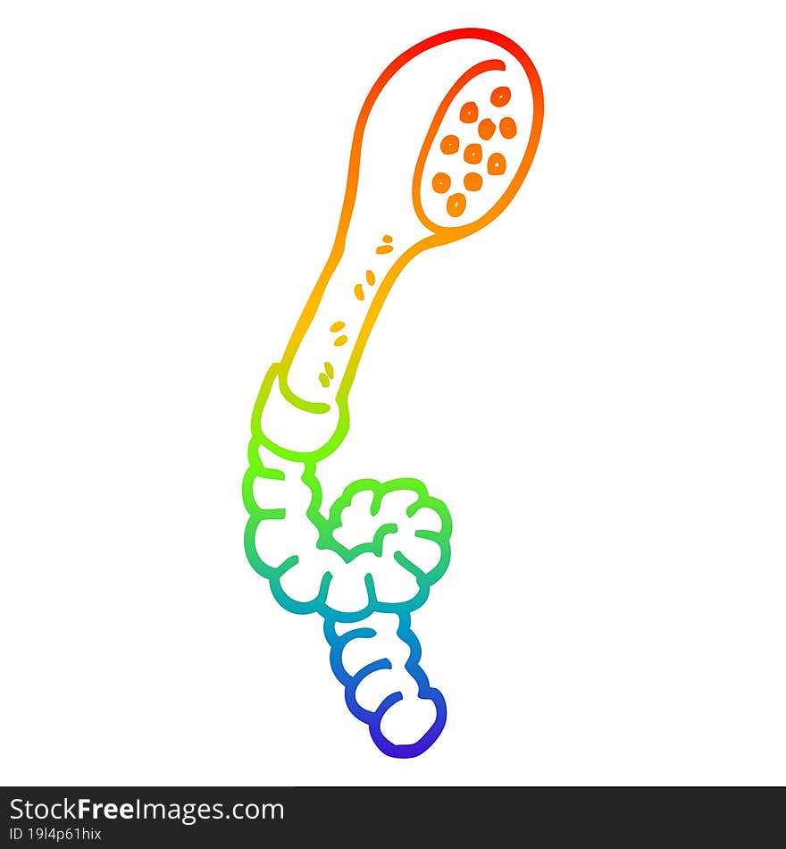 rainbow gradient line drawing of a cartoon shower head