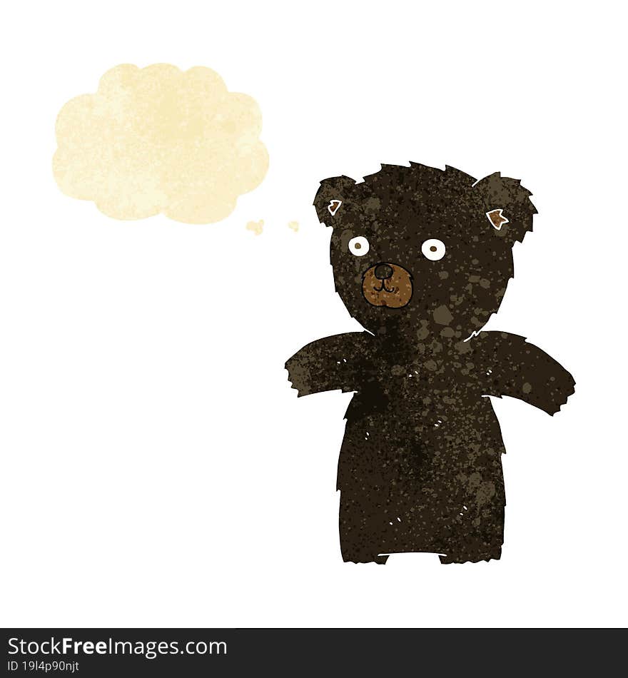 cute cartoon black bear with thought bubble