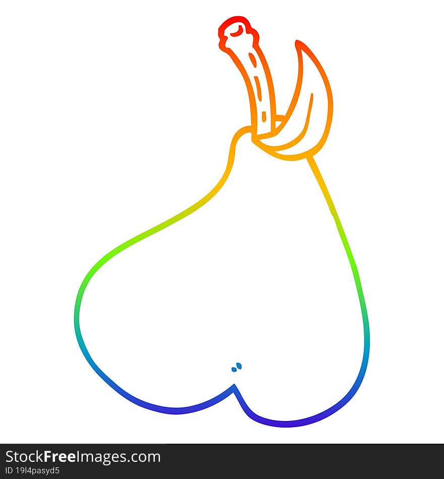 Rainbow Gradient Line Drawing Cartoon Healthy Pear