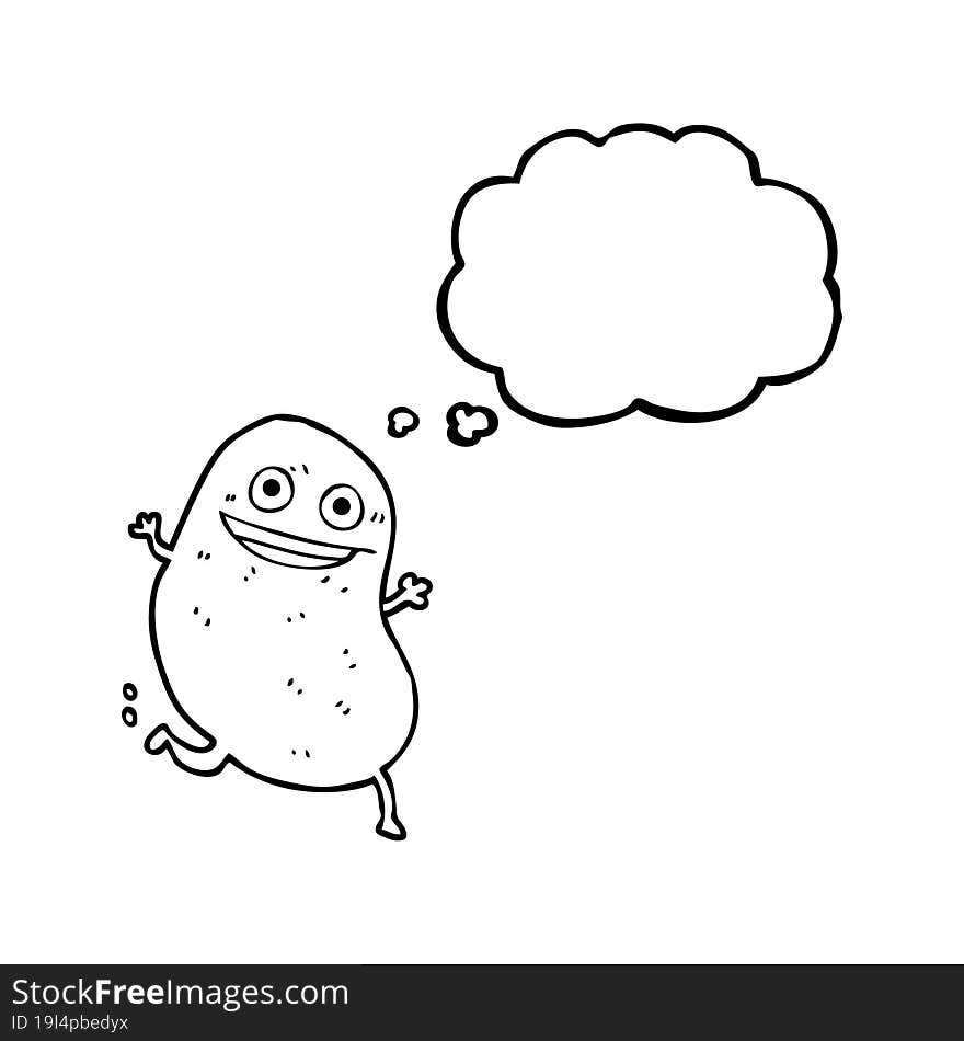 freehand drawn thought bubble cartoon potato running