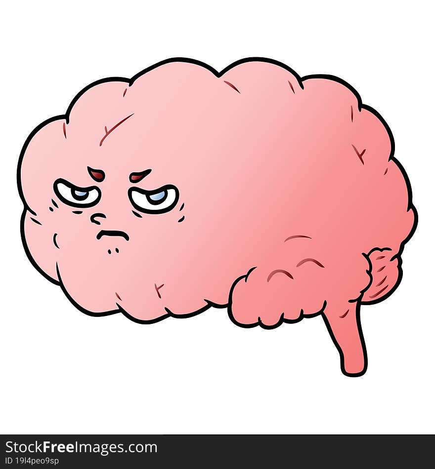 cartoon angry brain. cartoon angry brain