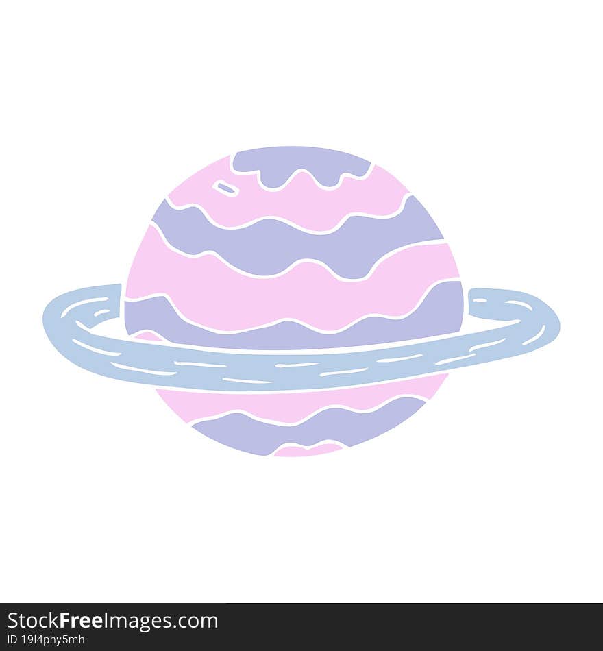 flat color illustration of a cartoon alien planet