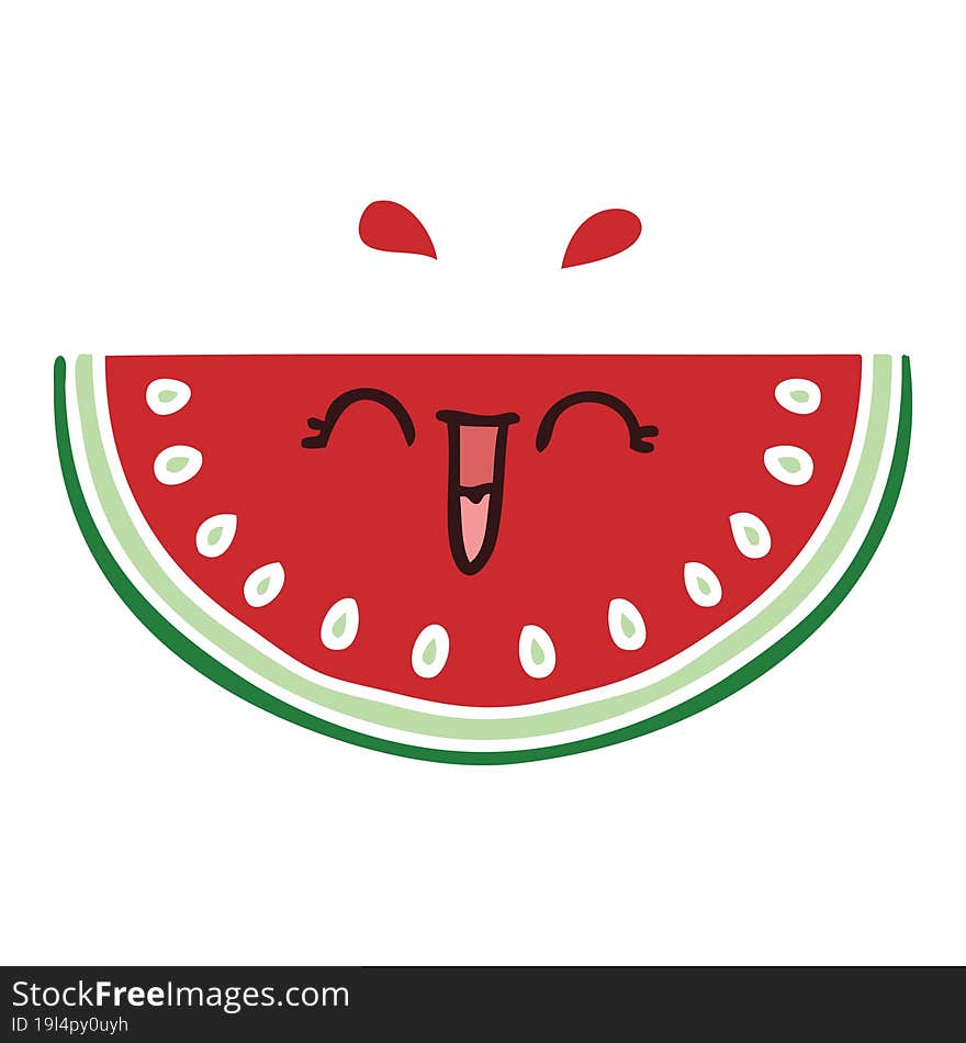 Quirky Hand Drawn Cartoon Watermelon