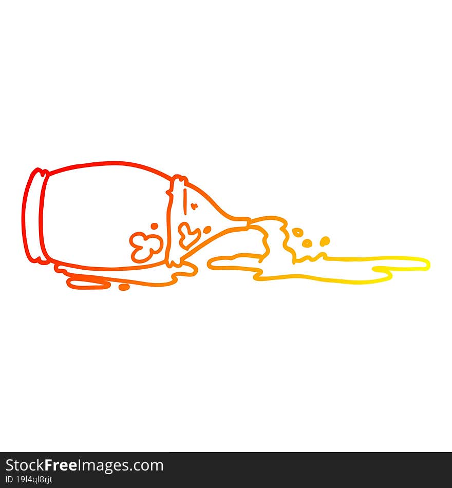 warm gradient line drawing cartoon spilled ketchup bottle