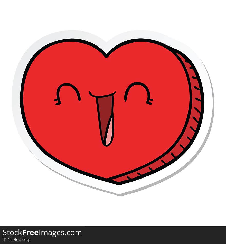 Sticker Of A Cartoon Love Heart