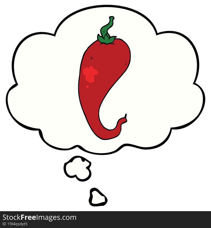 cartoon chili pepper and thought bubble