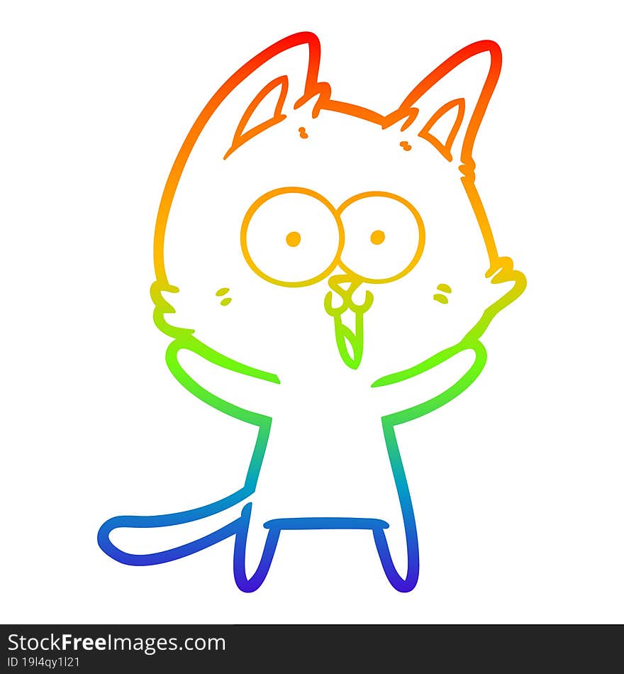 rainbow gradient line drawing funny cartoon cat