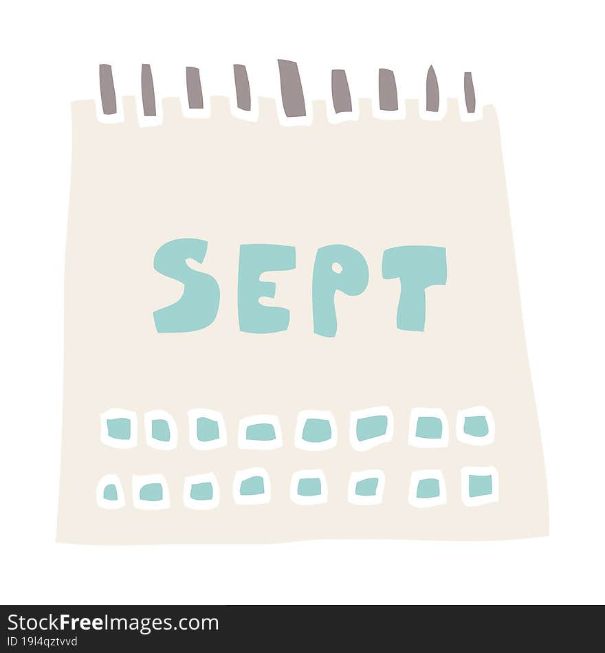 cartoon doodle calendar showing month of september