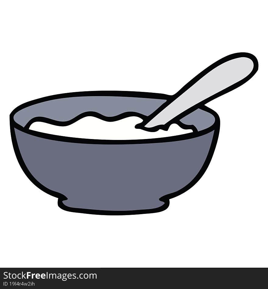 hand drawn quirky cartoon bowl of porridge. hand drawn quirky cartoon bowl of porridge