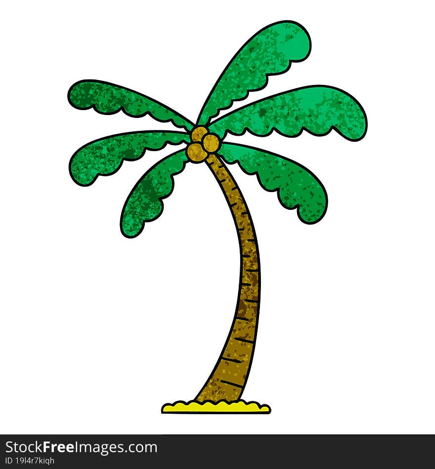 quirky hand drawn cartoon palm tree