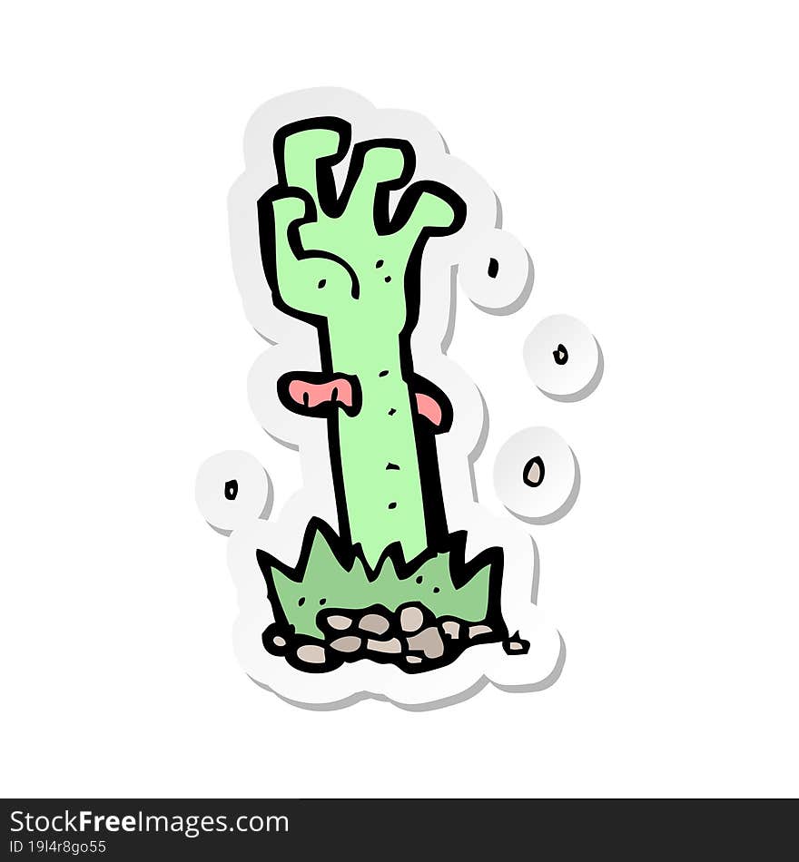 sticker of a cartoon zombie hand