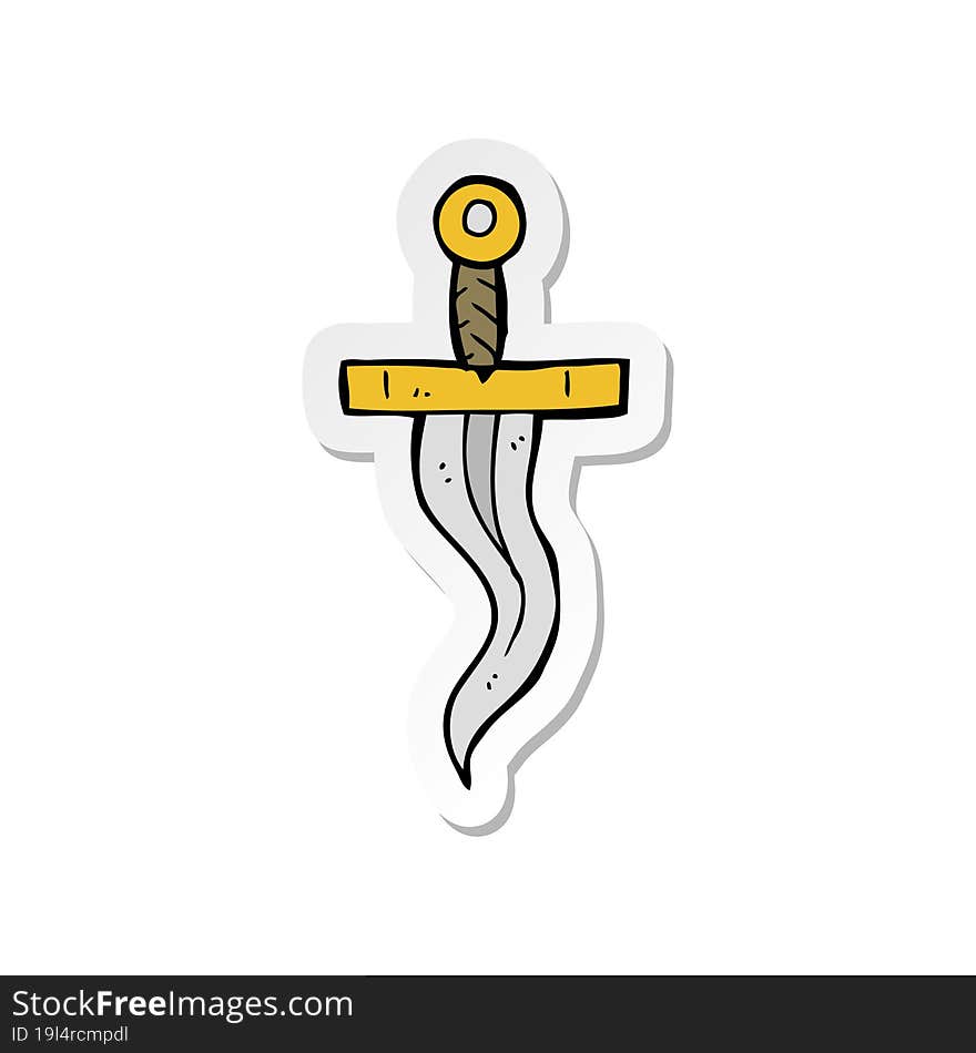 Sticker Of A Cartoon Dagger Tattoo