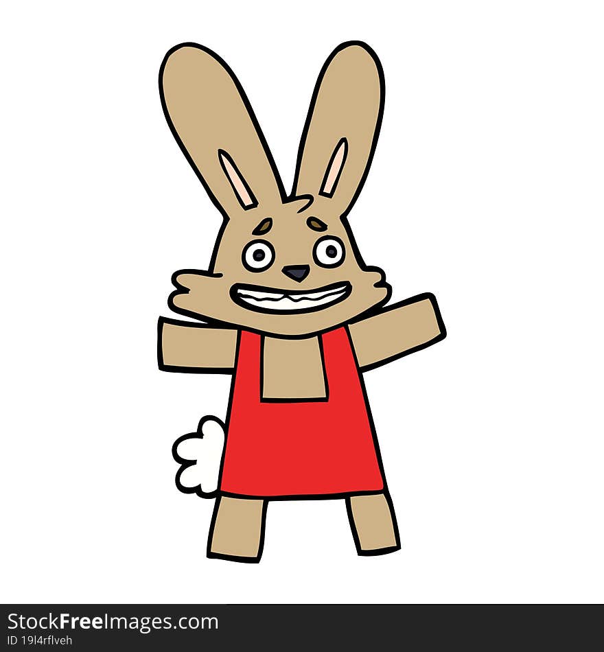 cartoon doodle scared looking rabbit