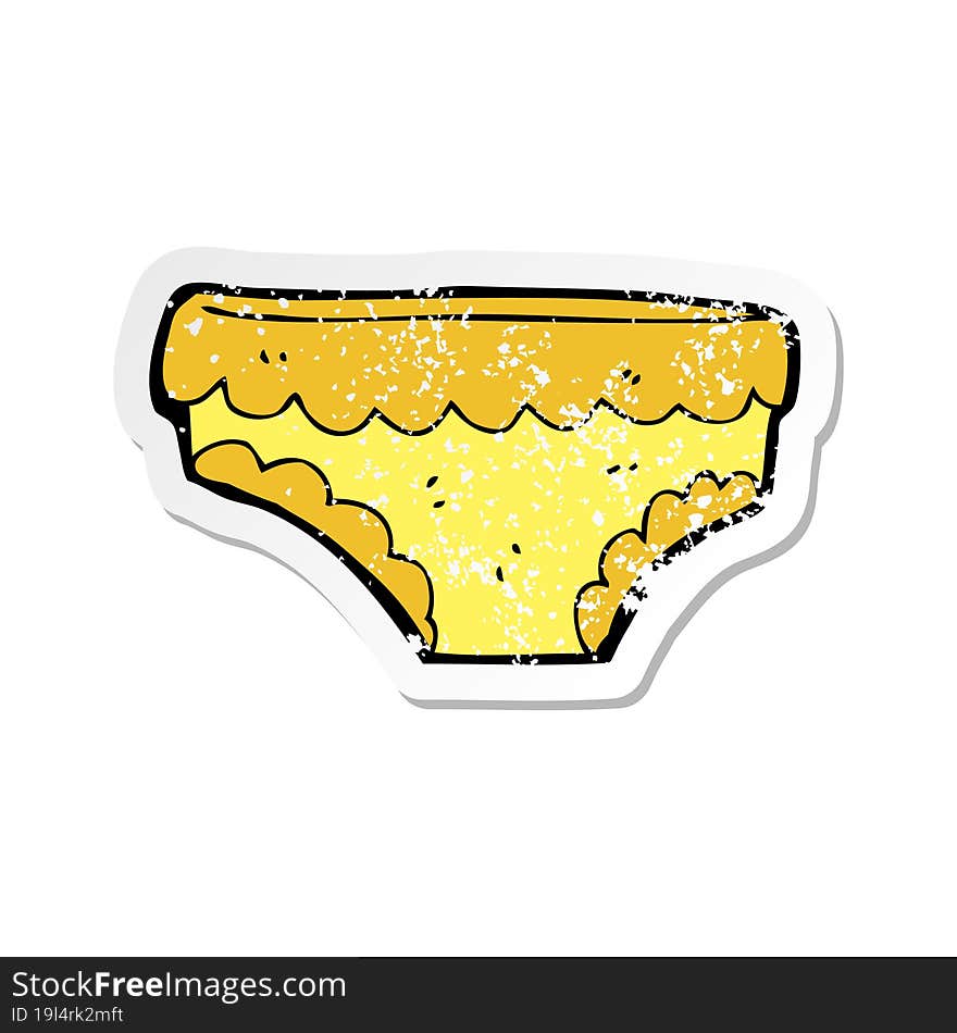 Retro Distressed Sticker Of A Cartoon Underpants