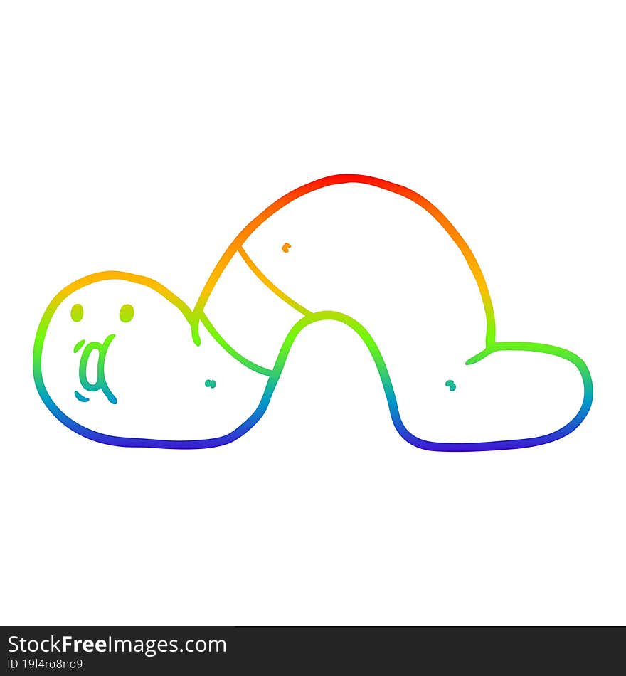 rainbow gradient line drawing cartoon surprised worm