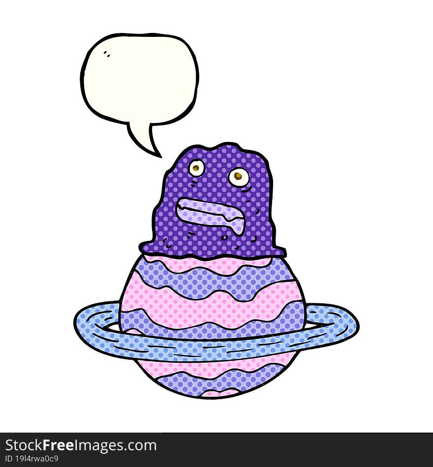 comic book speech bubble cartoon alien on planet