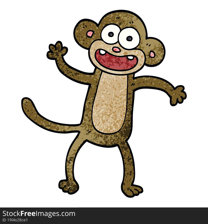 Cartoon Doodle Waving Monkey