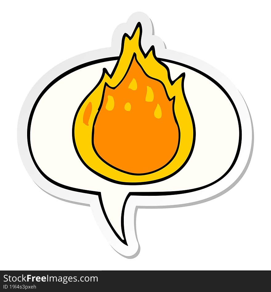 cartoon fire and speech bubble sticker