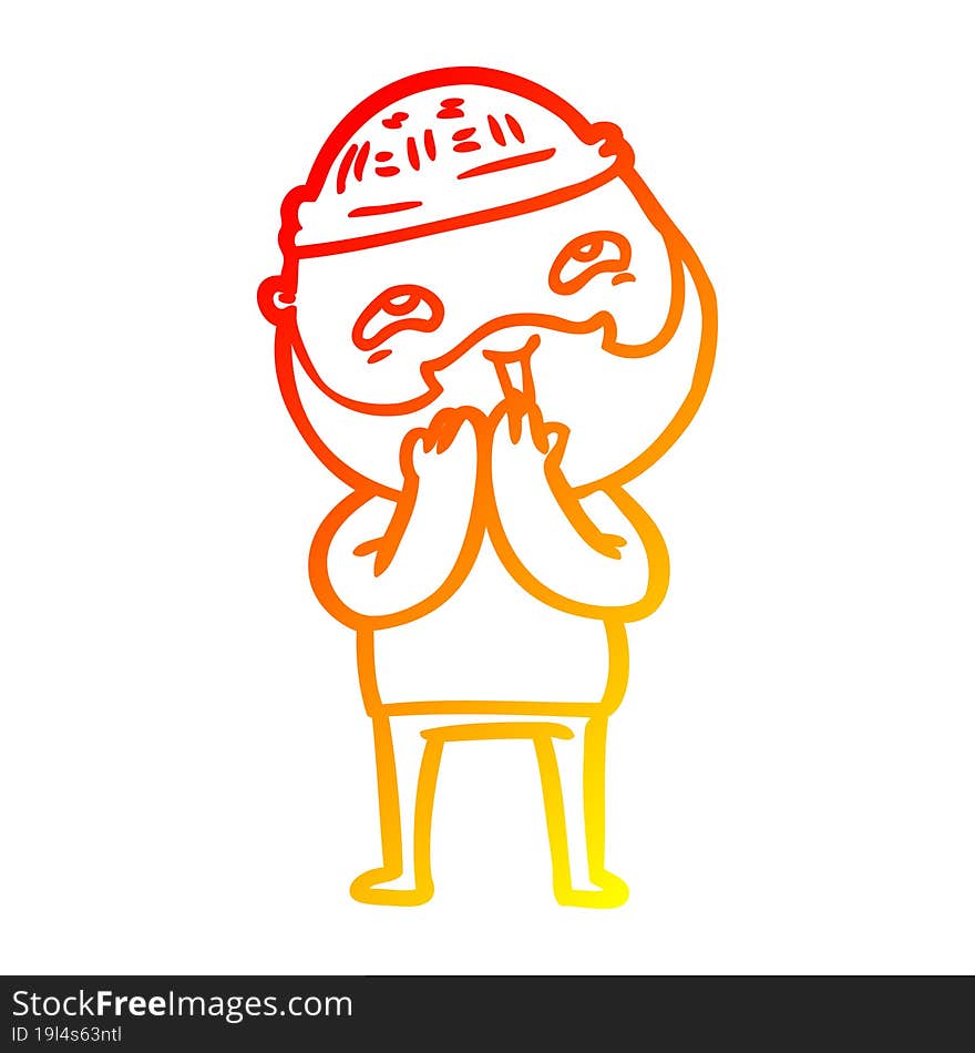 warm gradient line drawing cartoon happy bearded man