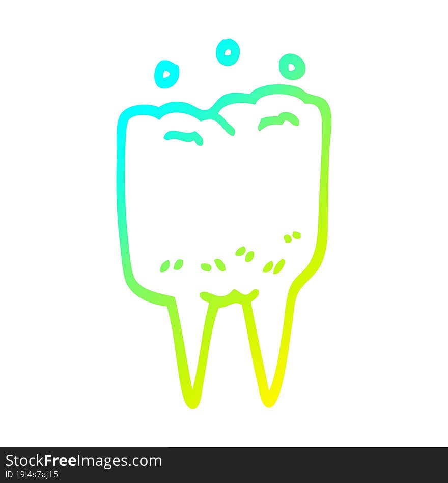 cold gradient line drawing cartoon tooth