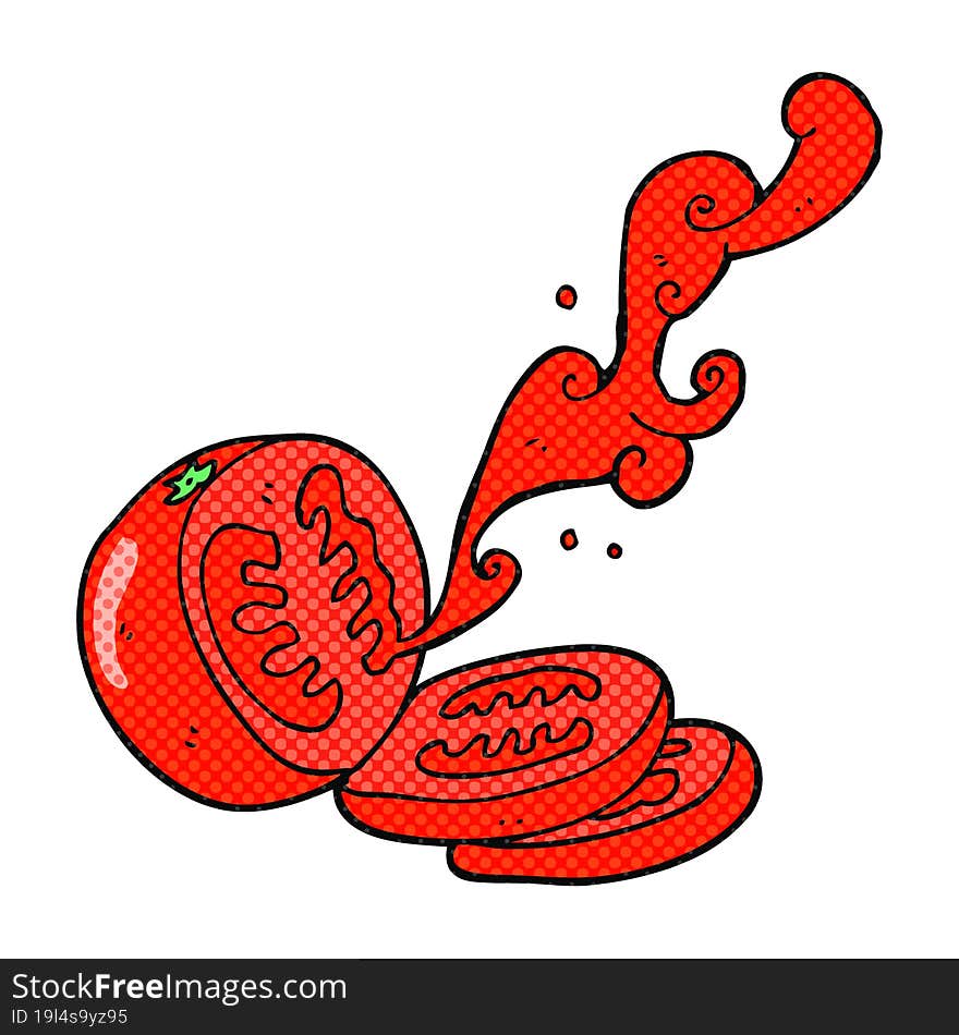 comic book style cartoon sliced tomato