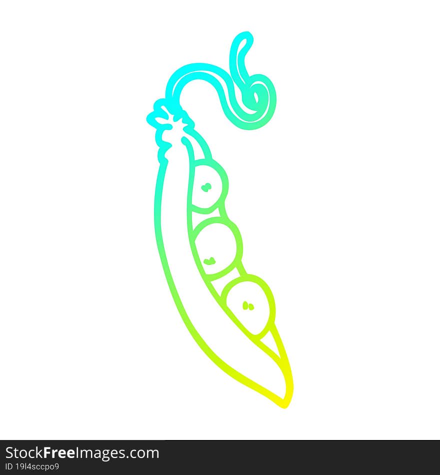 cold gradient line drawing of a cartoon peas in pod