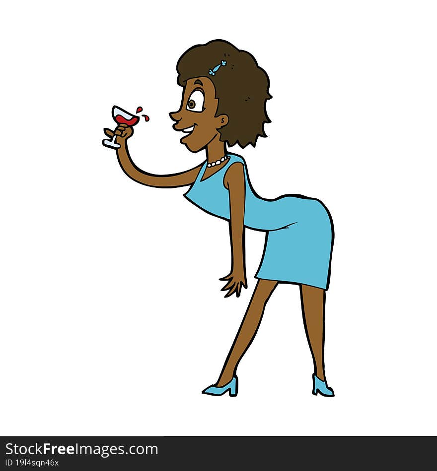 Cartoon Woman With Drink