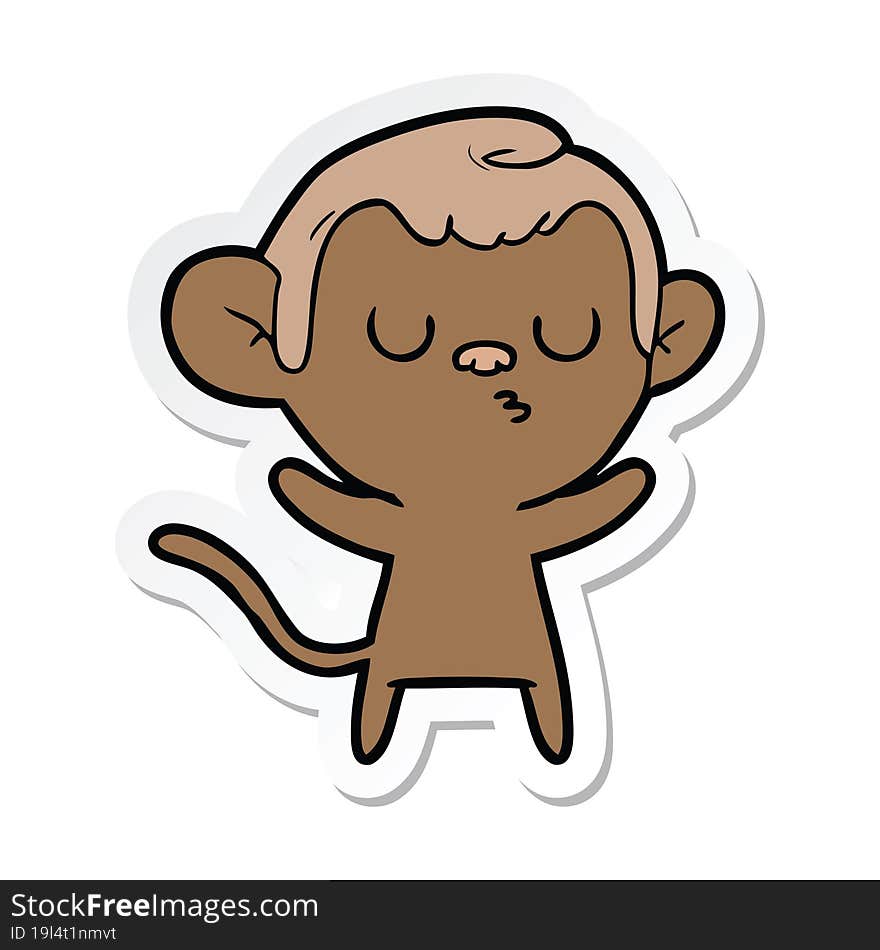 Sticker Of A Cartoon Monkey