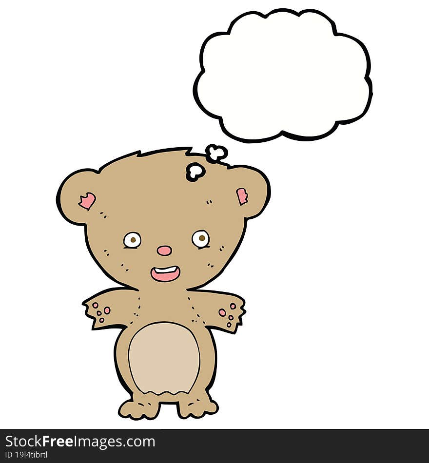 cartoon teddy bear with thought bubble