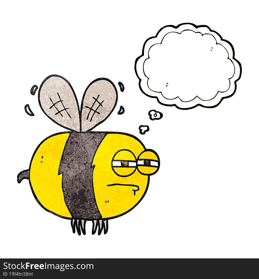 Thought Bubble Textured Cartoon Unhappy Bee