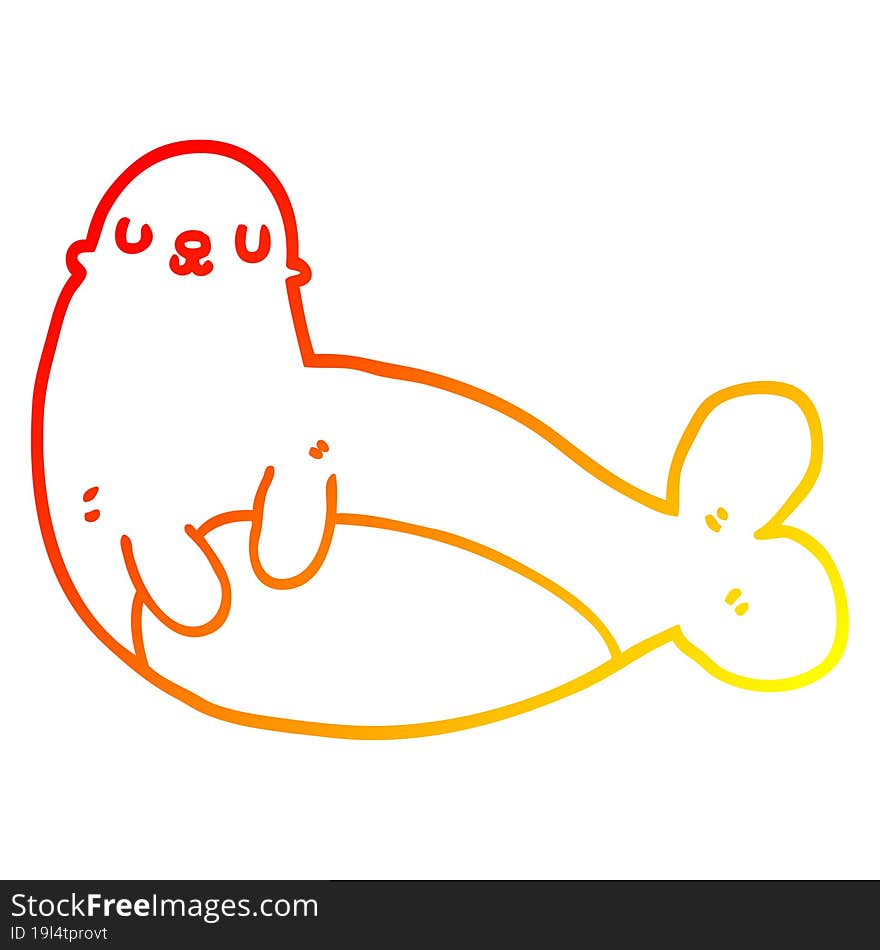 warm gradient line drawing cartoon seal