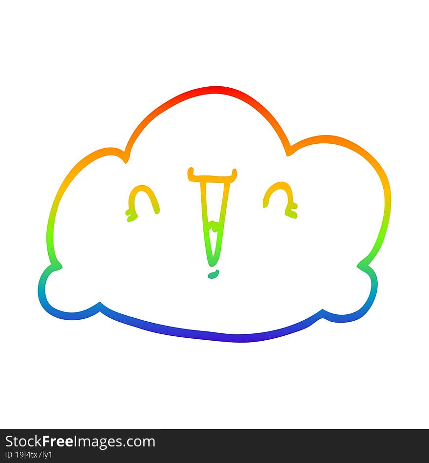rainbow gradient line drawing cartoon cloud