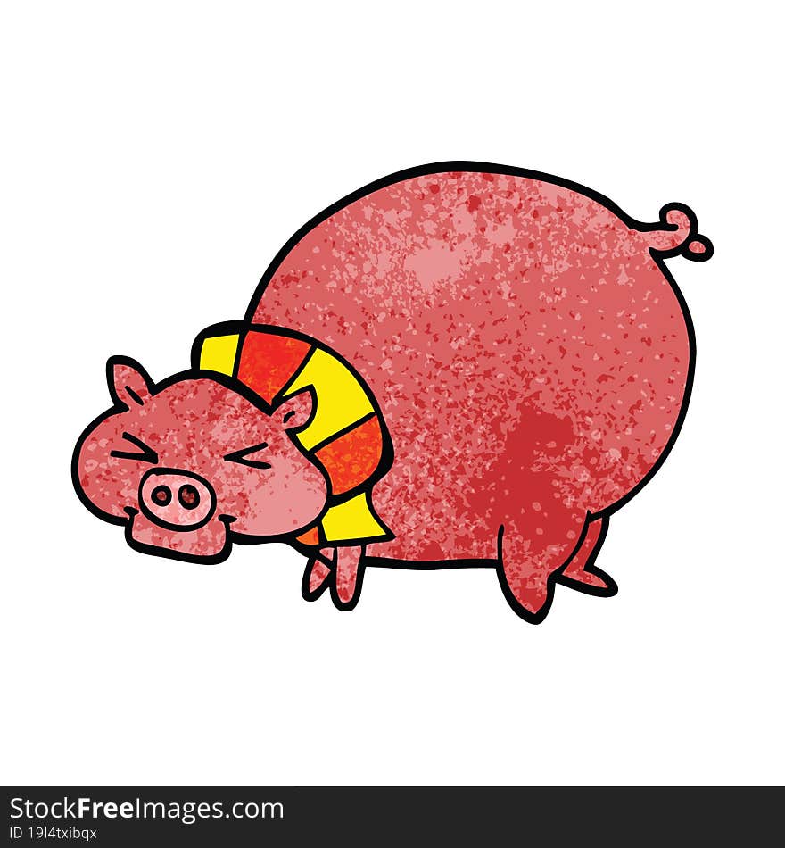 cartoon doodle fat pig