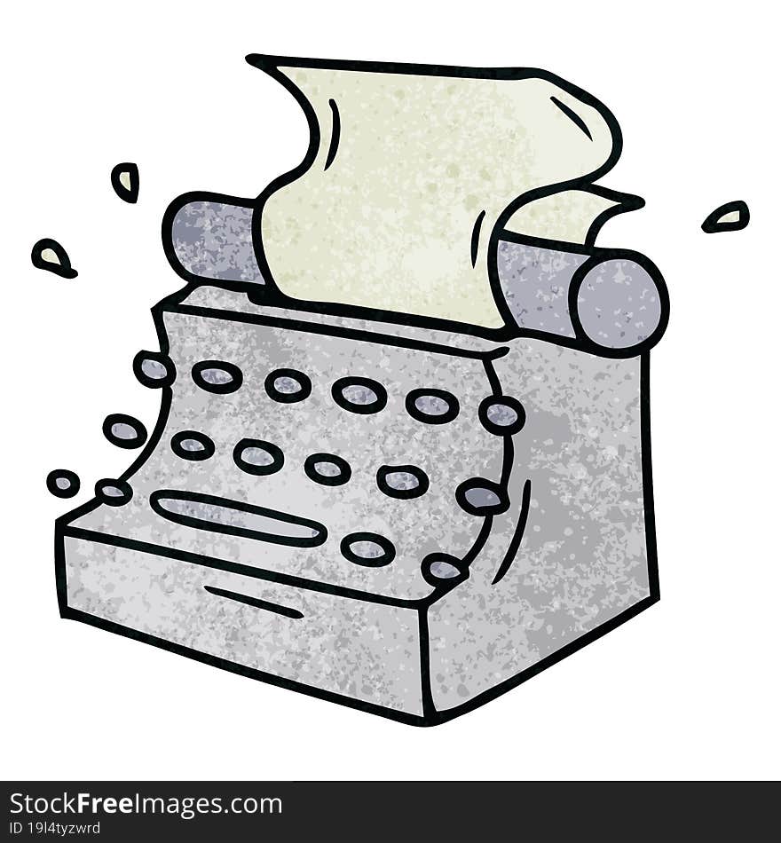 textured cartoon doodle of old school typewriter