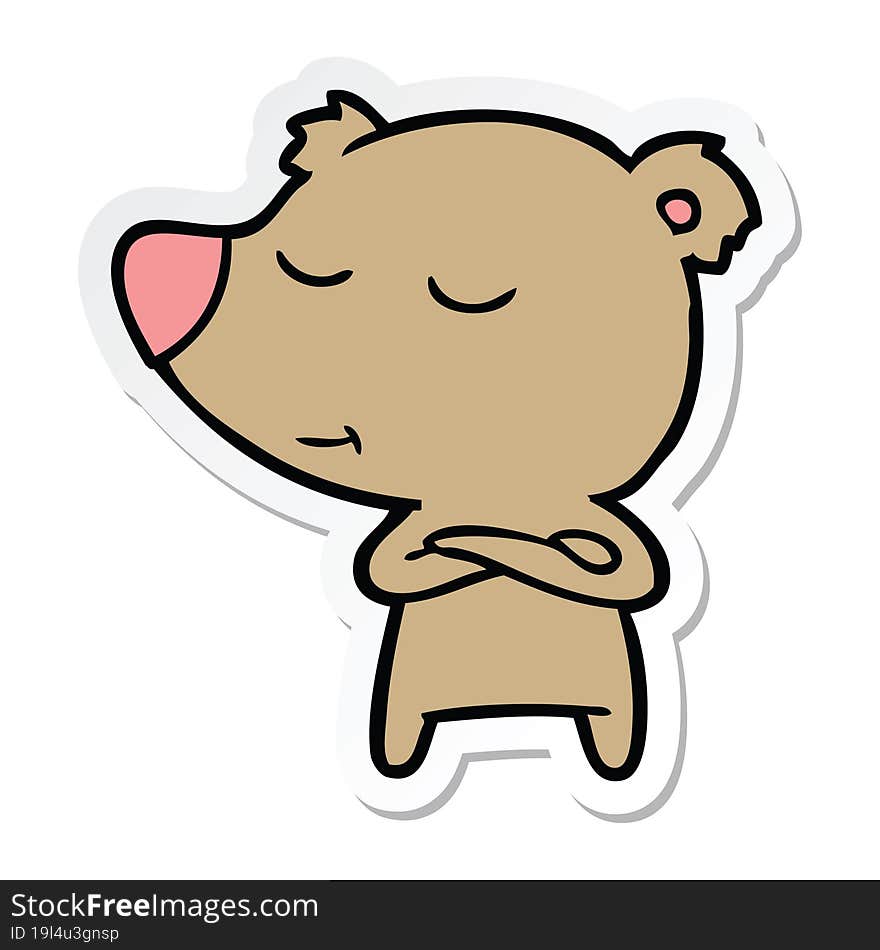 sticker of a happy cartoon bear